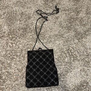 Vintage Hillard & Hanson black and blue beaded crossbody purse